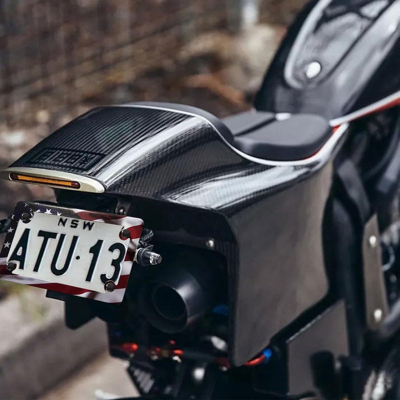 LIN KANG Motorcycle American Flag License Plate Frame - Stainless Steel Matte Stripe US Flag Gloss Patriotic License Plate Frame Covers for Motorcycle - Image 4